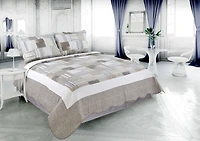 Marina Décoration Literie d'été ultra douce avec couvre-lit matelassé et taie d'oreiller, motif écossais moderne taupe