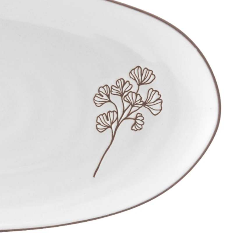 Hometrends Wax Resist Ceramic Platter , 13.98 inch x 7.36 inch x 0.94 inch, 1 piece, Platter, Ceramic