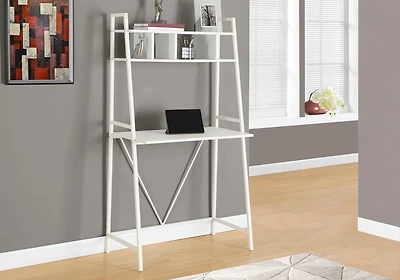 Monarch Specialties Bureau, Bureau À Domicile, Ordinateur Portable, Penché, Étagères De Rangement, Travail, Métal, Stratifié, Blanc, Contemporain, Moderne