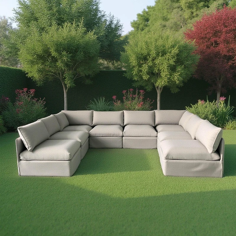 Patioflare Flexiform U-Shape Modular Patio Sofa Set, Grey