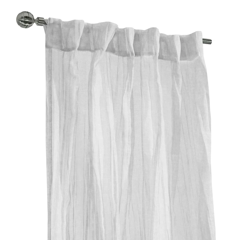 Loft Living Peoria Sheer Dual Header Single Curtain Panel 52 x 84 in White