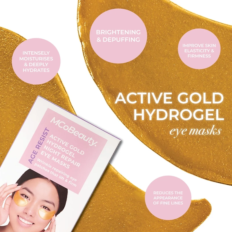 MCoBeauty - Age Resist - Active Gold Hydrogel Night Repair Eye Masks - 5 Pairs