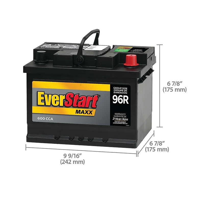 EverStart AUTO MAXX-96R – 12 Volts, Batterie automobile, groupe 96R, 600 ADF EverStart – Batterie automobile