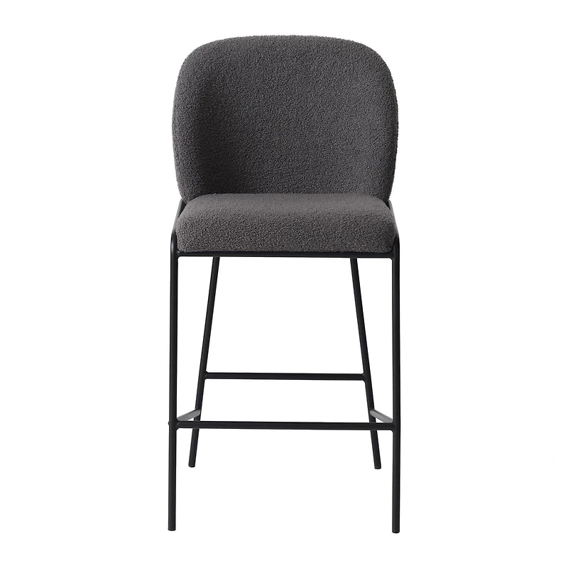 CorLiving Blakeley Modern Boucle Fabric Upholstered Counter Height Bar Stool with Metal Legs – Sold Individually