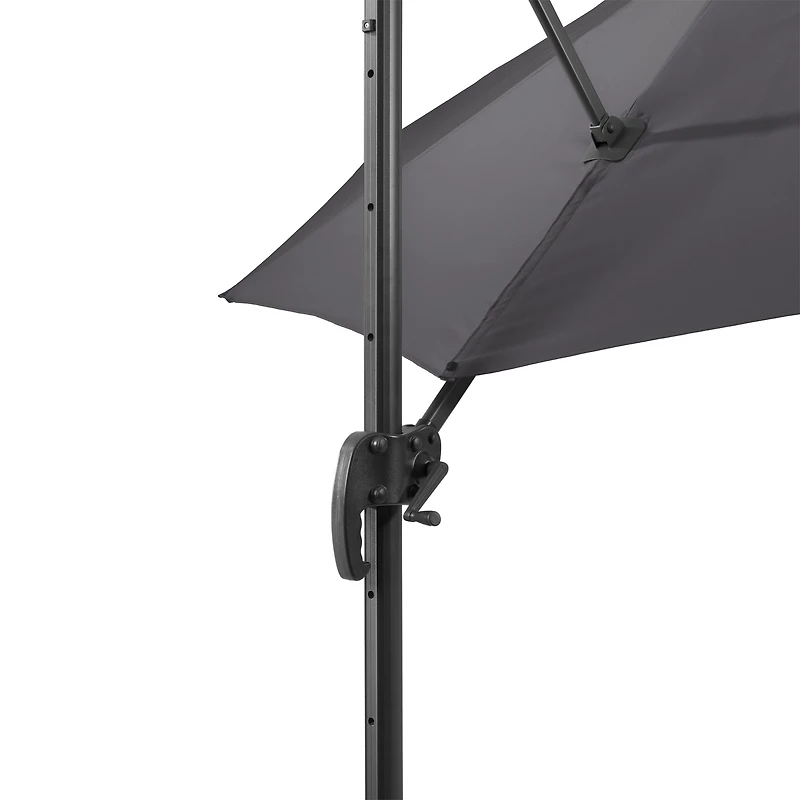 Parasol d'extérieur CorLiving déporté, inclinable et pivotant de 2,9 m (9,5 pi), avec structure en aluminium et acier et toile résistante, gris