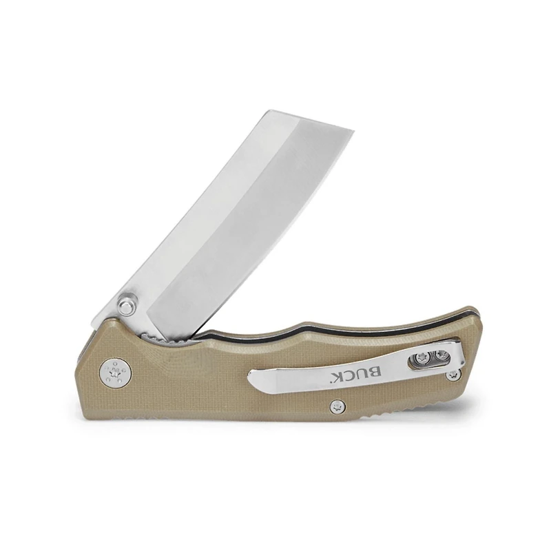 Couteau de poche Buck 252 Trunk Cleaver, lame 3,75" 7Cr17MoV, manche G10, clip en acier inoxydable – EDC compact, garantie à vie