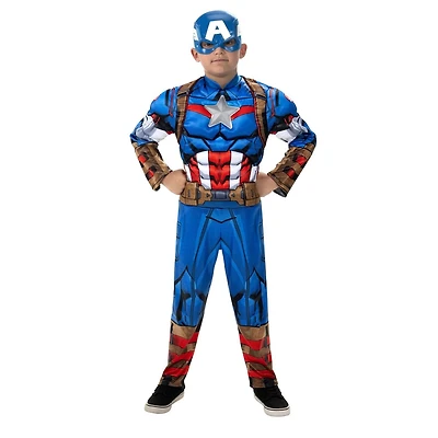 MARVEL’S CAPTAIN AMERICA YOUTH COSTUME - Poly Jersey Youth Costume with Printed Design and 3D Mask