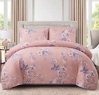 Marina Decoration Ultra Soft Silky Rich Printed Rayon from Bamboo All Season Duvet Cover Fitted Sheet Ensemble Bedding Set with Zipper and Corner Tie