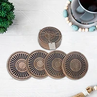 Mango Wood 4 PC Etched Coasters Black