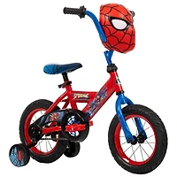 Huffy 12-inch Spider-Man Bike for Boys with Training Wheels, Blue/Red, 3-5 years