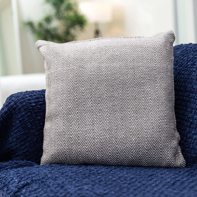 Ensemble de 2 coussins en coton à rayures à chevrons remplis de poly avec fermeture à glissière lavable en machine