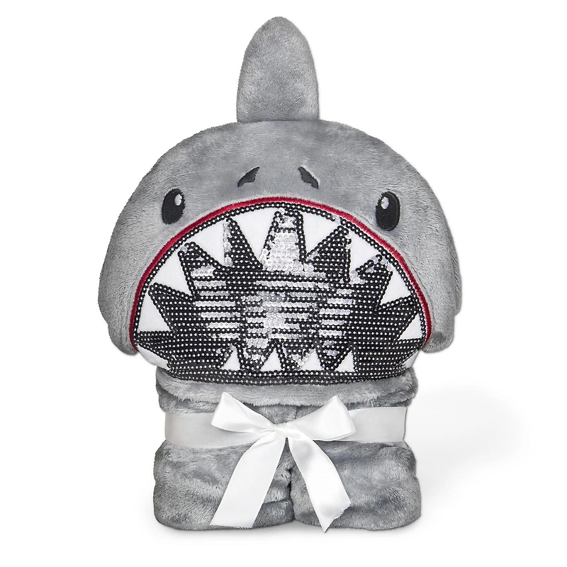 Jeté à capuchon pour enfant Requin, 76x127 cm