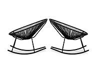 Chaise longue à bascule Costa en noir, chaise longue en fil de fer, chaise longue en plastique, chaise longue de plage, chaise longue d'intérieur et d'extérieur, chaise longue de patio, tissage de ham
