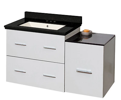 American Imaginations 76-in. W Floor Mount Dawn Grey Vanity Set For 3H8-in. Drilling Bianca Carara Top Biscuit UM Sink AI-18853