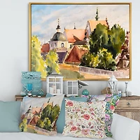 Designart View of Old Polish City In Nature FLOAT FRAME WALL ART