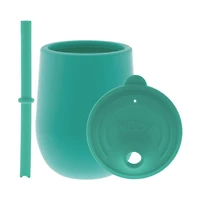 Nûby™ Gobelet d'Apprentissage pour Tout-Petit en Silicone, 100 % Silicone avec Paille TOUCH FLOW™ - Aqua