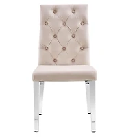 Canadian Roma Beige Dining Chair Silver Legs