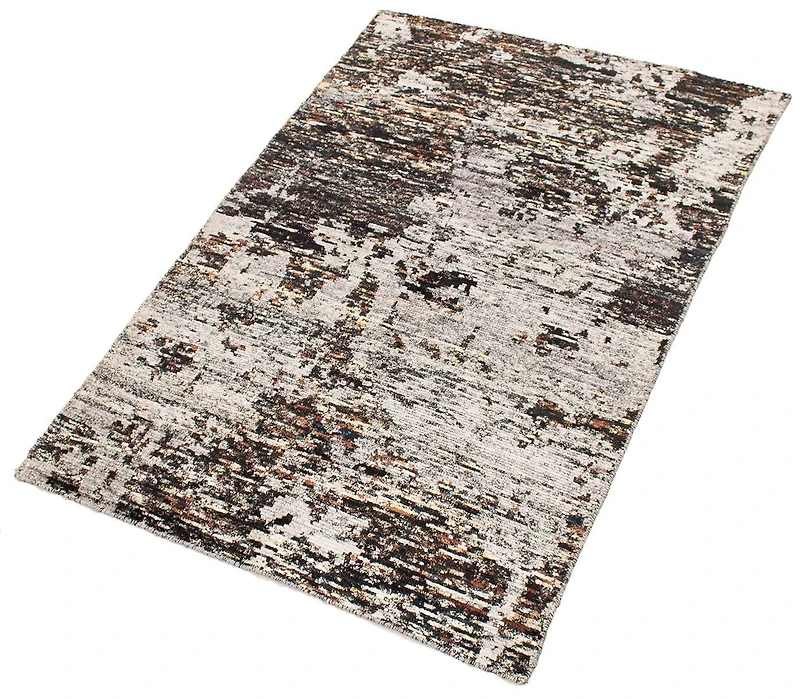 ECARPETGALLERY 5'5" x 7'9" Transitional Sari Silk Hand-knotted Area Rug for Living Room, Dining Room and Bedroom in Grey