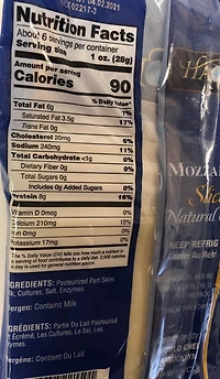 Fromage Naturel Haché Mozzarella en Tranches