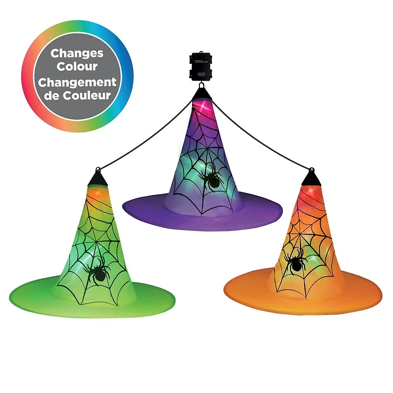 Chapeaux de sorcière suspendus aux couleurs changeantes – 3 pièces
