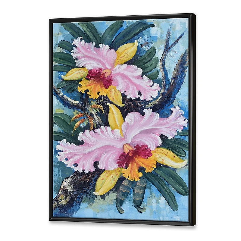 Designart Orchidées de forêt vintage I ART MURAL À CADRE FLOTTÉ