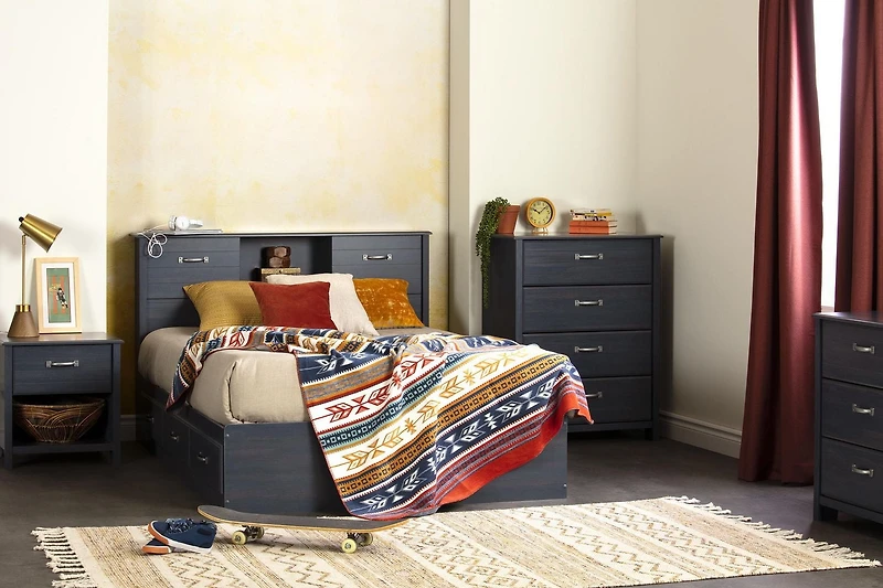 Lit rangement simple (39'') 3 tiroirs Ulysses, Myrtille de Meubles South Shore