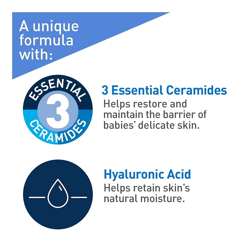 CeraVe Crème Hydratante pour Bébé, Crème Riche avec Céramides et Acide Hyaluronique, 227 g