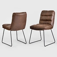 Homy Casa Lot de 2 chaises de bureau rembourrées sans accoudoirs en similicuir pour espace de travail à domicile, brun