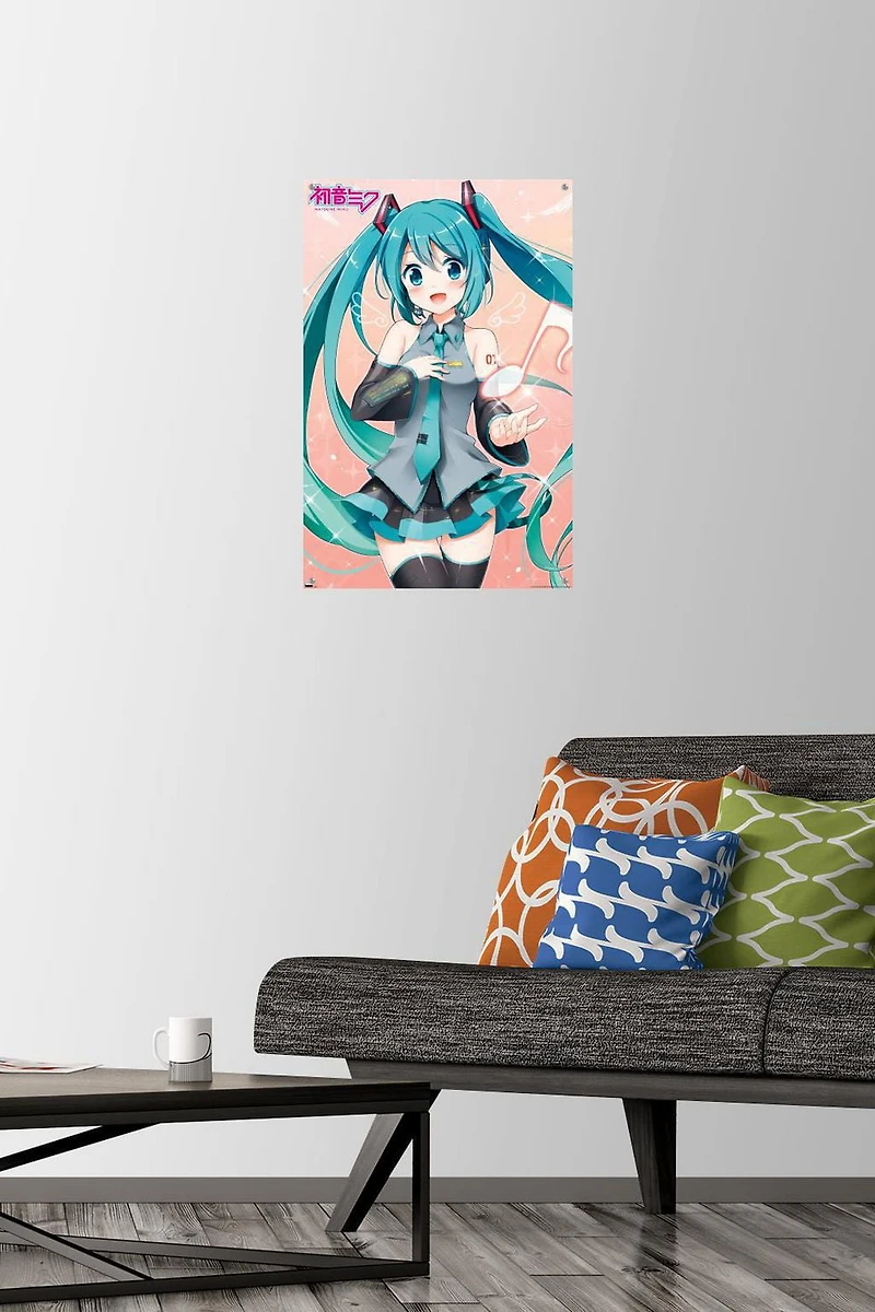 Hatsune Miku - Music Note Wall Poster with Push Pins