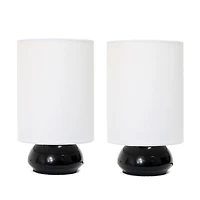 Ensemble de 2 lampes de table tactiles Simple Designs Gemini Colors avec abat-jour en tissu