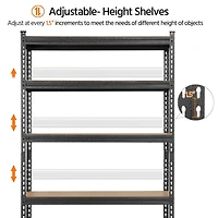 Fullfurnique 73.5″ Height 5 Tiers Adjustable Boltless Storage Shelf, Black