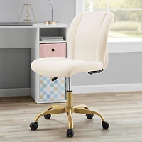 Chaise de bureau sans accoudoir Mainstays recouverte de tissu bouclé, crème Tissu bouclé doux