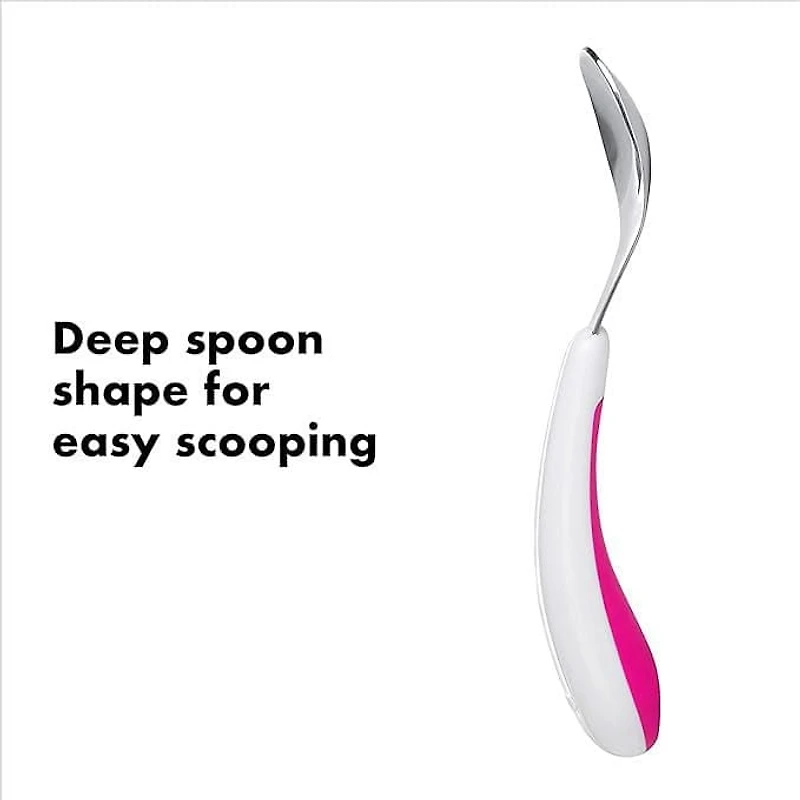 OXO Tot - Fork & Spoon Set - Baby Feeding Stainless Steel Sized for Little Mouths from 12 Months and Up - Gray