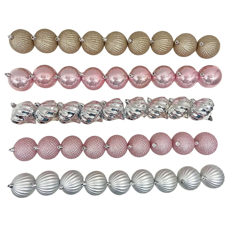Holiday Time 45 Count Shatterproof Ornaments-Pink/Gold/Silver