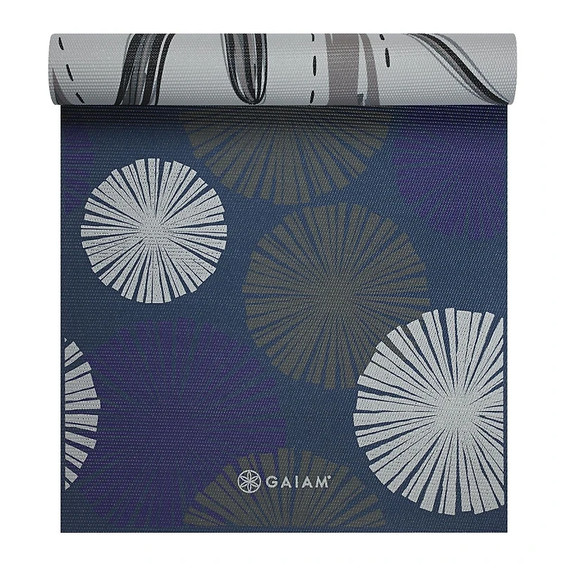 Tapis de Yoga Gaiam 6mm Premium Imprimé Réversible - Subtle Bloom