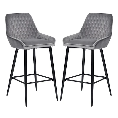 Homylin Ensemble de deux tabourets de bar modernes de hauteur de comptoir, 29", avec sièges rembourrés et dossiers, pieds en métal noir et repose-pieds, parfaits pour le bar à domicile et l'îlot de cu