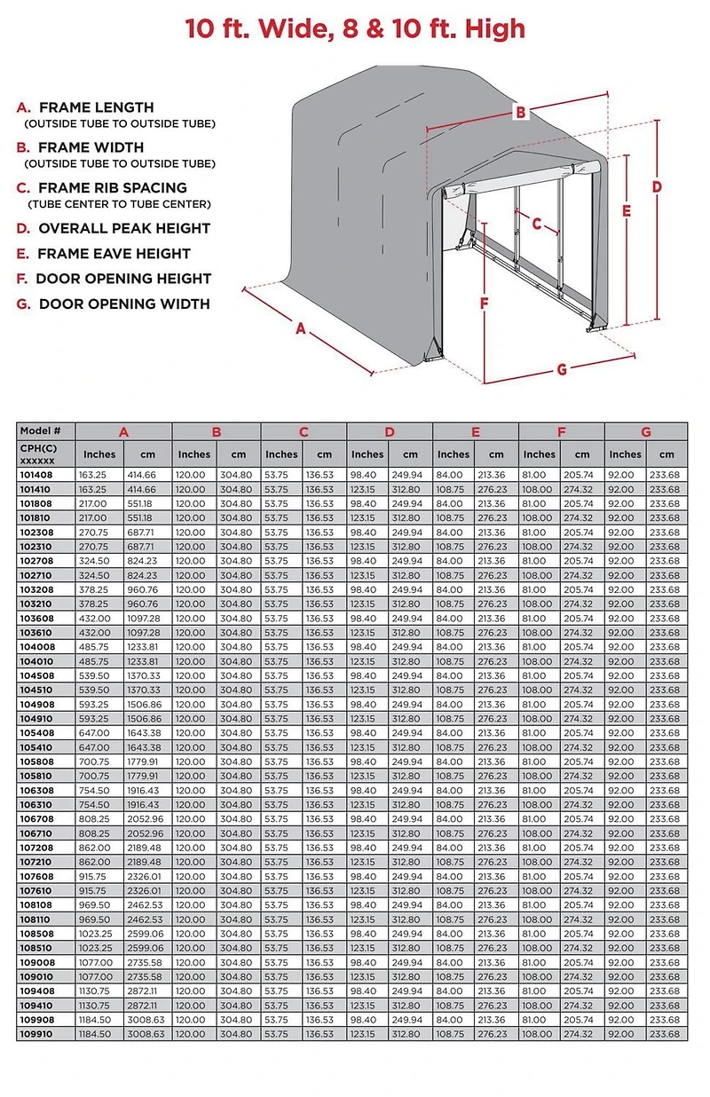 Garage ShelterTube classé vent/neige 10x18x10  Vrt