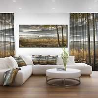 Designart Pier in Brown Lake Canvas Wall Art