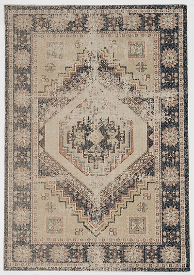 Tapis Grand Zéro Stiles ivoire et bleu marine de 8 pi x 10 pi