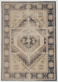 Tapis Grand Zéro Stiles ivoire et bleu marine de 8 pi x 10 pi