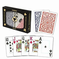 3 Ensembles de jeux de cartes COPAG 100% PLASTIQUE / Format poker / Indez Jumbo / Rouge & Bleu
