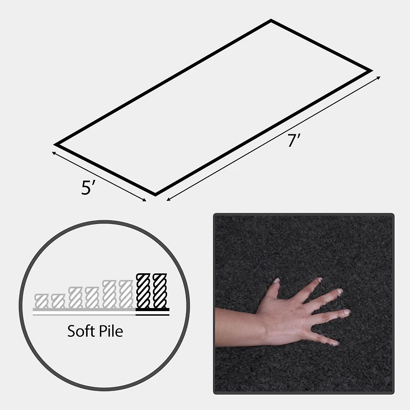 Ottomanson Doux Shag Antidérapant à l'Envers en Caoutchouc Tapis pour Couloir et Salle de Bain, Zone Tapis pour Salon, Chambre à Coucher, Salle à Manger