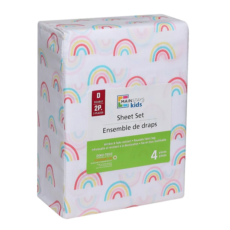 Ensemble de draps à imprimé en microfibre douce facile à nettoyer pour enfants Mainstays Tailles: 1 place, 2 places et grand lit
