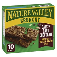 Nature Valley Crunchy Granola Bars, Oats 'n Dark Chocolate, 42 g, 5 ct, 10 bars, 210 g