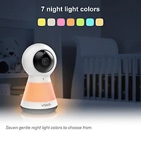 VTech VM5255-2 Moniteur de bébé vidéo numérique à balayage panoramique de 5 po à 2 caméras avec veilleuse (Blanc)