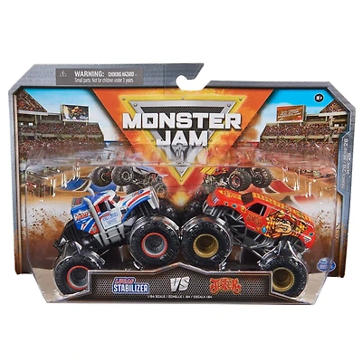 Spin Master Games Monster Jam, Official Lucas Stabilizer Vs. Jester Die-Cast Monster Trucks, 1:64 Scale, Kids Toys for Boys Ages 3 and up