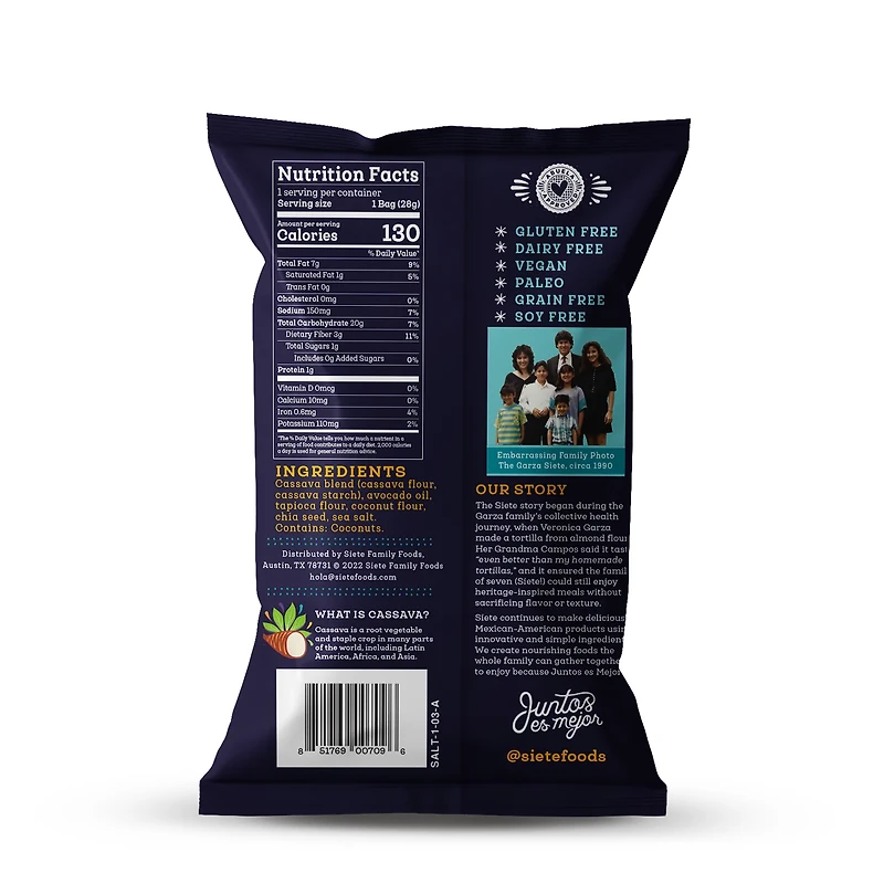 Grain Free Tortilla Chips - Sea Salt, 142g