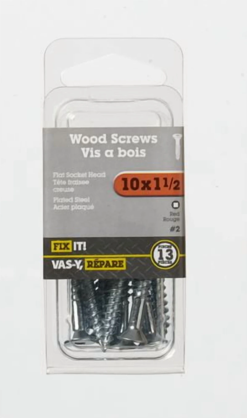 10x1-1/2" Flat Head Wood Screw 13 Pieces, Used in place of nails for superior holding power and where disassembly is required.