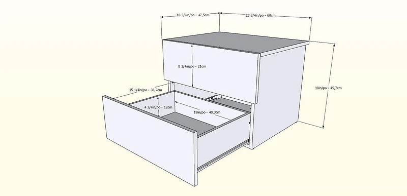 Table de nuit à 2 tiroirs Nordik de Nexera, érable naturel