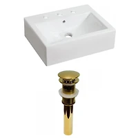 American Imaginations -in. W Above Counter White Bathroom Vessel Sink Set For 3H8-in. Center Faucet AI
